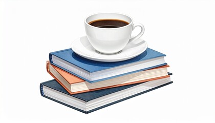 Fototapeta premium Coffee Break with Books A Moment of Relaxation and Learning for a Peaceful Reading Experience.