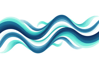Fototapeta premium Dynamic abstract wavy blue and teal lines creating a fluid, modern graphic design illustration on a white background, representing motion and refreshing flow