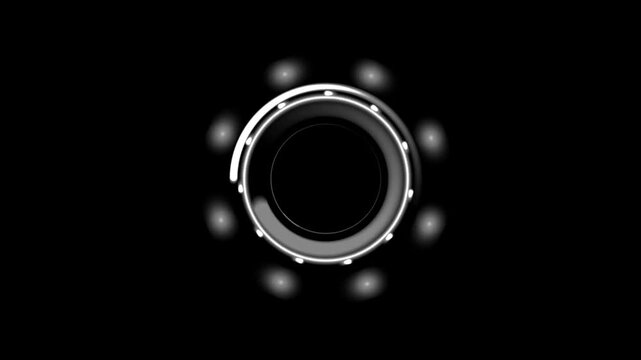 Futuristic Circular HUD Interface Loop with Glowing Ring Light on Black Background