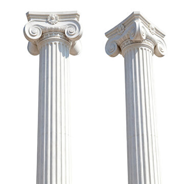 [Transparent Background PNG]Two Classic Greek Columns with Decorative Capitals
