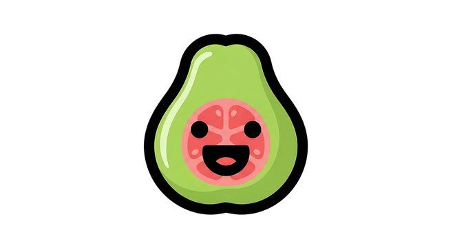 Smiling Avocado Cartoon Character Face.