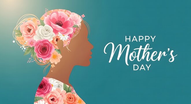 Happy mother's day beautiful floral portrait celebrating moms and motherhood