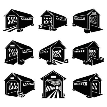 Covered Bridge Silhouettes: Multiple Angles & Perspectives