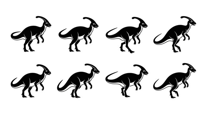 Parasaurolophus Dinosaur Silhouette Pattern