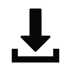 Down arrow icon positioned above a horizontal bar with two small vertical extensions © AzizStock