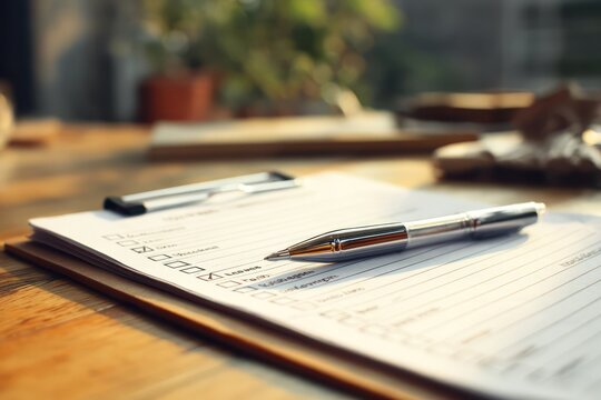 Moving checklist and pen on table