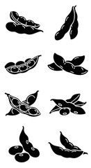 Fototapeta premium Soybean Pods Silhouette Collection: Fresh Edamame, Healthy Food, Organic Ingredients