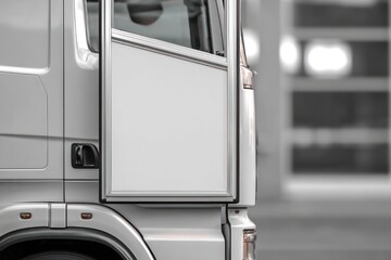 Obraz premium Commercial truck side with empty branding space