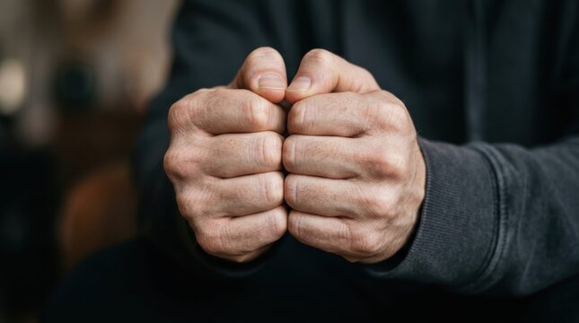 Two fists are clenched together