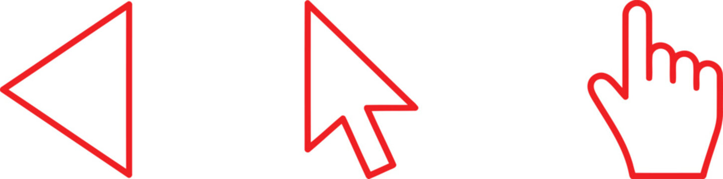 red computer mouse cursors on a white background isolated on white background, Vector