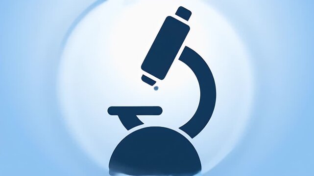 Microscope research and scientific discovery process icon with circular arrows