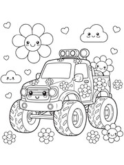 Monster truck coloring pages for kids © Anamul