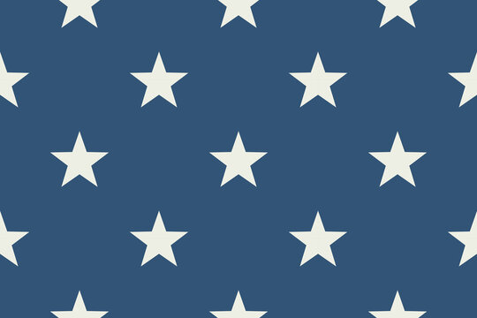 Seamless pattern Light white beige stars isoalted blue background Retro style Patriotic USA design perfect for Independence Day, textiles, wrapping paper Vintage themed decorations Conceptual backdrop