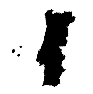 Portugal map vector isolated on transparent background with regions outline
