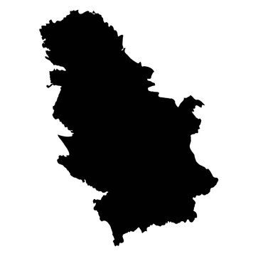 Black silhouette map of Serbia on transparent background vector illustration
