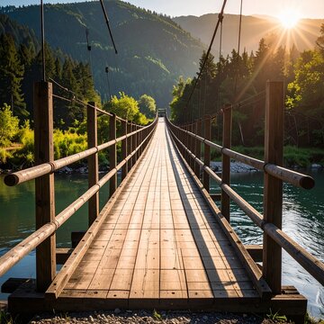 wooden bridge over the river