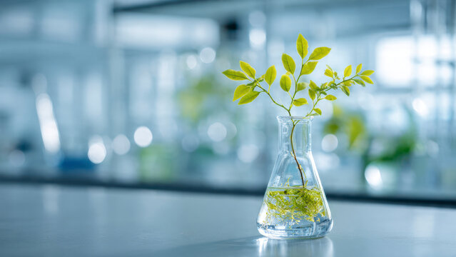 Sebuah buket bunga mawar merah muda dan kuning yang cantik mekar dalam vas kaca berisi air sebagai dekorasi alam musim semi dengan pertumbuhan daun hijau pada tangkai flora yang terpencil