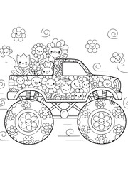Monster truck coloring pages for kids © Anamul