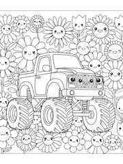 Monster truck coloring pages for kids © Anamul