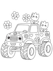 Monster truck coloring pages for kids © Anamul