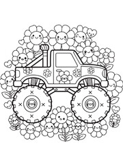 Monster truck coloring pages for kids © Anamul