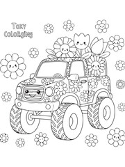 Monster truck coloring pages for kids © Anamul