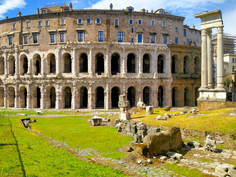 View on Theatre of Marcellus (Teatro di Marcello), located in Rome, Italy