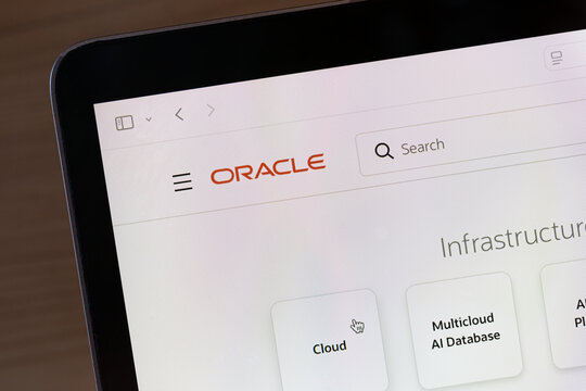 Ostersund, Sweden - April 3, 2026: Oracle website. Oracle Corporation is an American multinational computer technology corporation