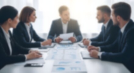 Fototapeta premium Professional office meeting with blurred background team collaboration business strategy and modern workplace concepts