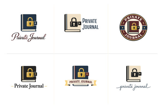 Private journal logos with lock symbols and text variations