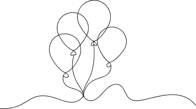 Simple Balloons Line Drawing
