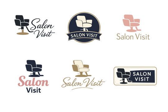 Elegant salon visit logos with chair designs in various styles