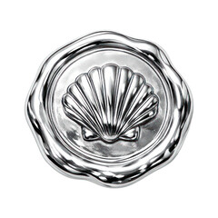 Naklejka premium PNG Elegant silver seashell emblem