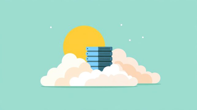 Cloud computing server rack illustration, data storage technology