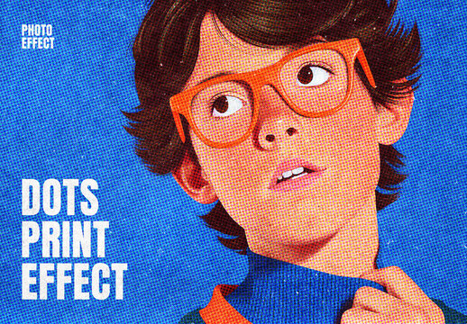 Color Halftone Photo Effect Mockup