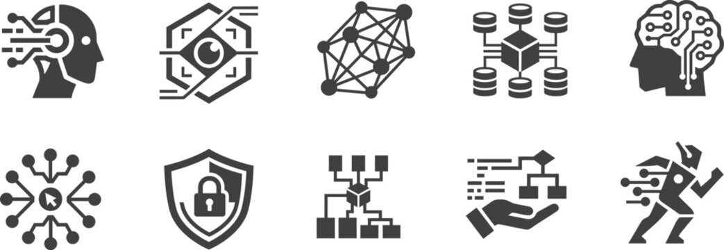 Artificial Intelligence and advance technology icons