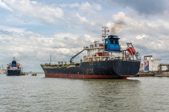 Penang, Malaysia-February 16, 2026: Oil tanker at loading dock.