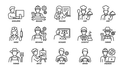 Fototapeta premium Diverse Professional Icons Set.