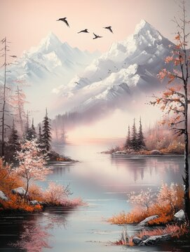 Serene Mountain Lake Landscape