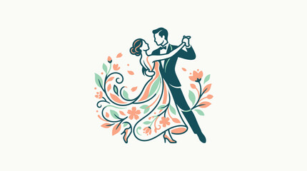 Obraz premium Elegant Couple Dancing Amidst Floral Decoration