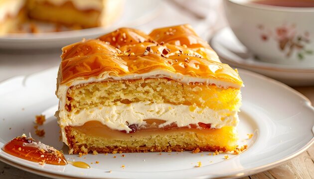 Baklava cake slice on plate