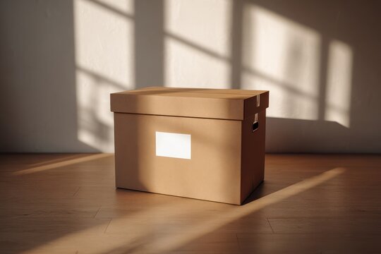 White label on minimalist storage box