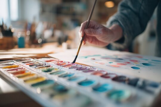 Watercolor illustration in bright airy studio
