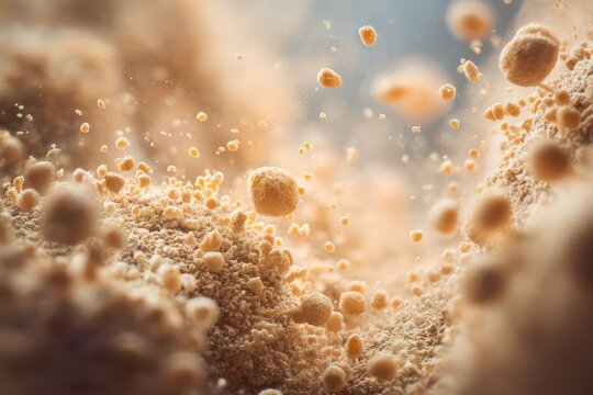 Microscopic fungal spores with powder like texture