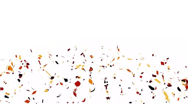 Colorful fireworks confetti explodes on white background, Slow-Motion 4K Confetti Drops with Alpha Channel - Customizable Particle Overlay for Creators and Motion Graphic Artists