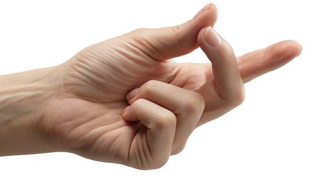Light skinned hand making a snapping gesture with thumb and index finger image