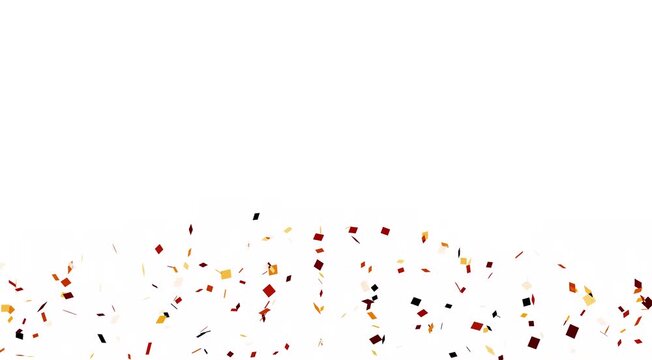 Colorful fireworks confetti explodes on white background, Slow-Motion 4K Confetti Drops with Alpha Channel - Customizable Particle Overlay for Creators and Motion Graphic Artists