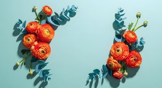 Mother's day floral wreath celebrate mom with beautiful orange ranunculus and eucalyptus