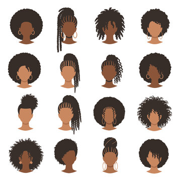 Collection of African American Women Hairstyles Diversity Illustrations
