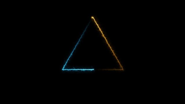 Neon light glowing square animation and loading saber. Abstract energy circle with lightning discharges.